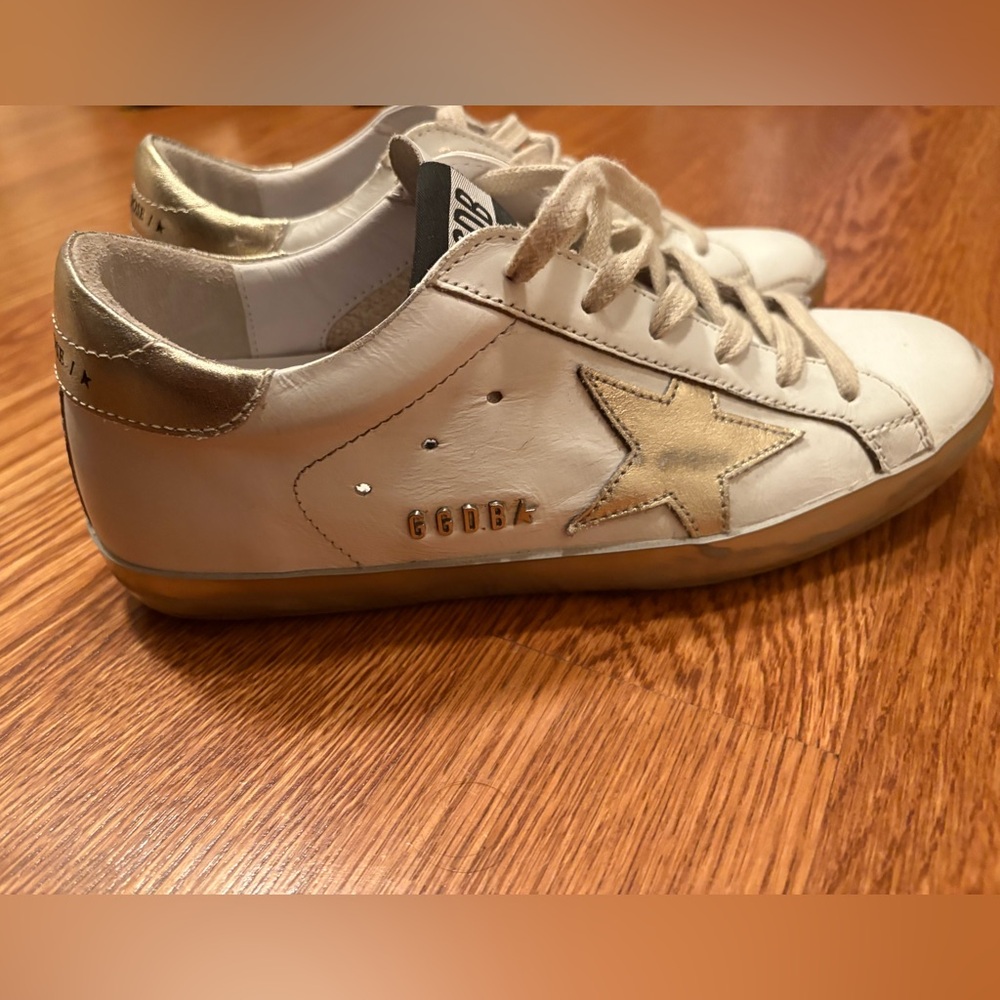 Golden Goose Cream and Gold Star Sneakers
